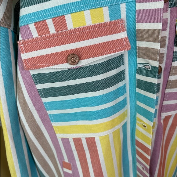 Nocturne 2XL Striped Shacket Shirt Jacket Colorful Stripes Front Button Down NWT - Picture 11 of 12